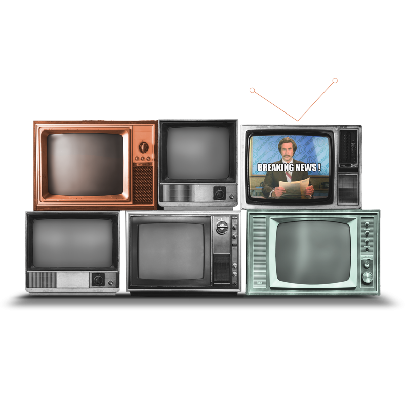 Stena s niekoľkými televízormi