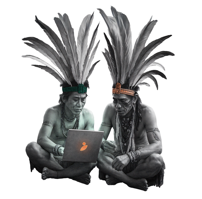 Zmätení Indiáni s notebookom