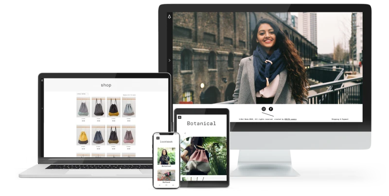 Mockupy e-shopu na notebooku, monitore, mobile a tablete