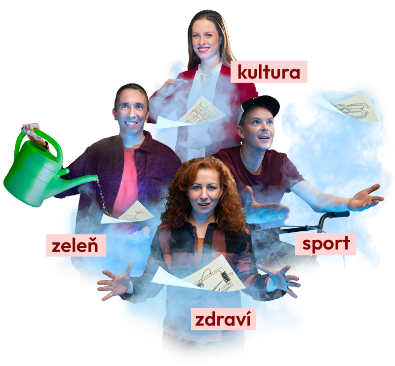 Držadlá na stĺpe električky s motívom ruky držiacej planétu Brno a textom Chyť príležitosť a zmeň Brno