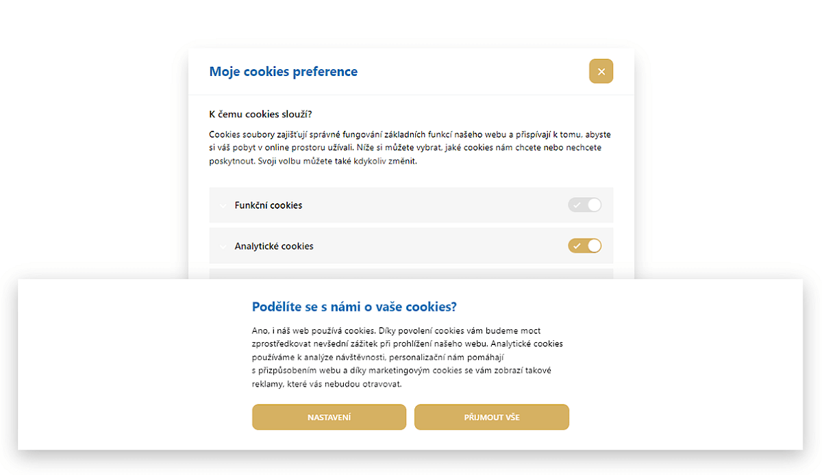 Náhľad lišty cookie